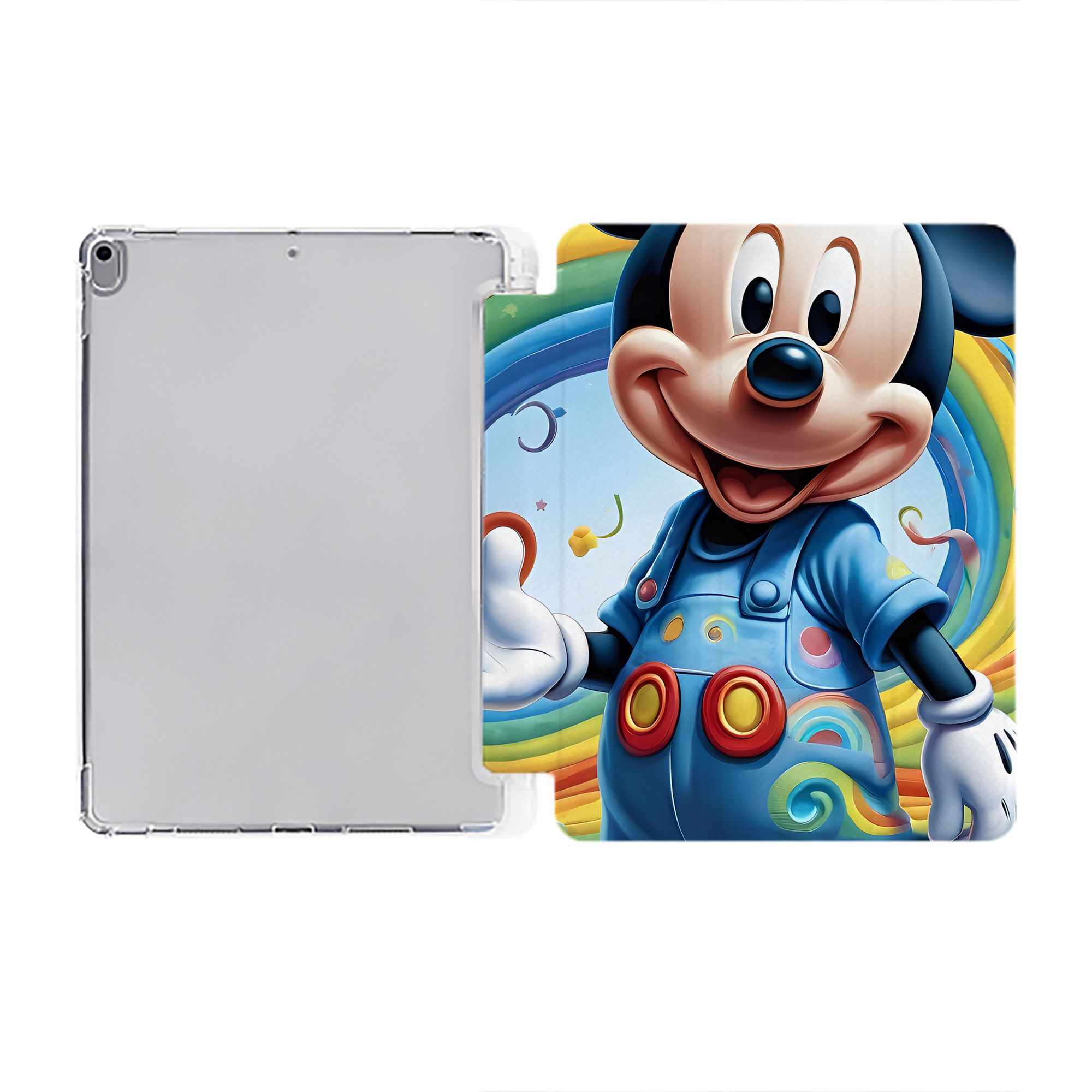 （画像用） ミッキーマウス Mickey Mouse IPad ケース ペン収納付き 三つ折りスタンド PUレザー×シリコン 対応機種9.5/10.5/10.9インチ